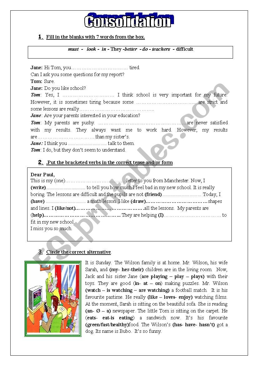 consolidation worksheet worksheet