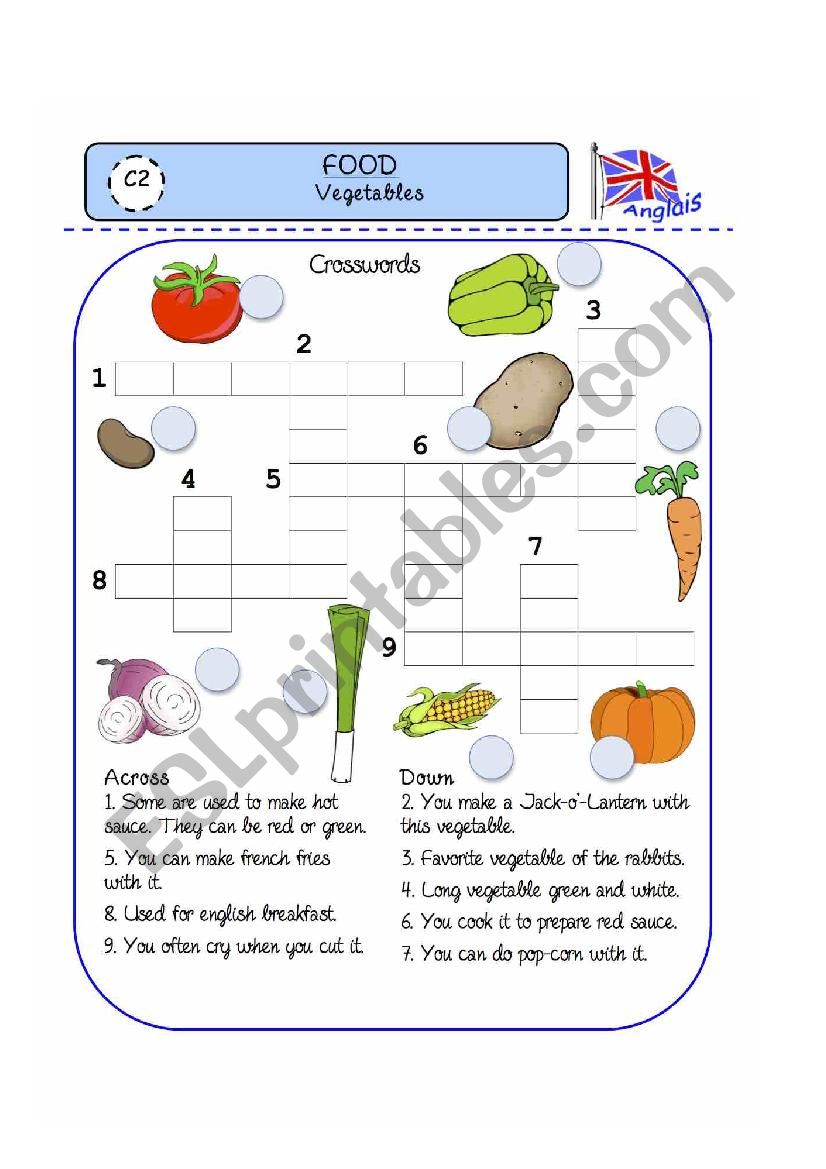 Vegetables worksheet