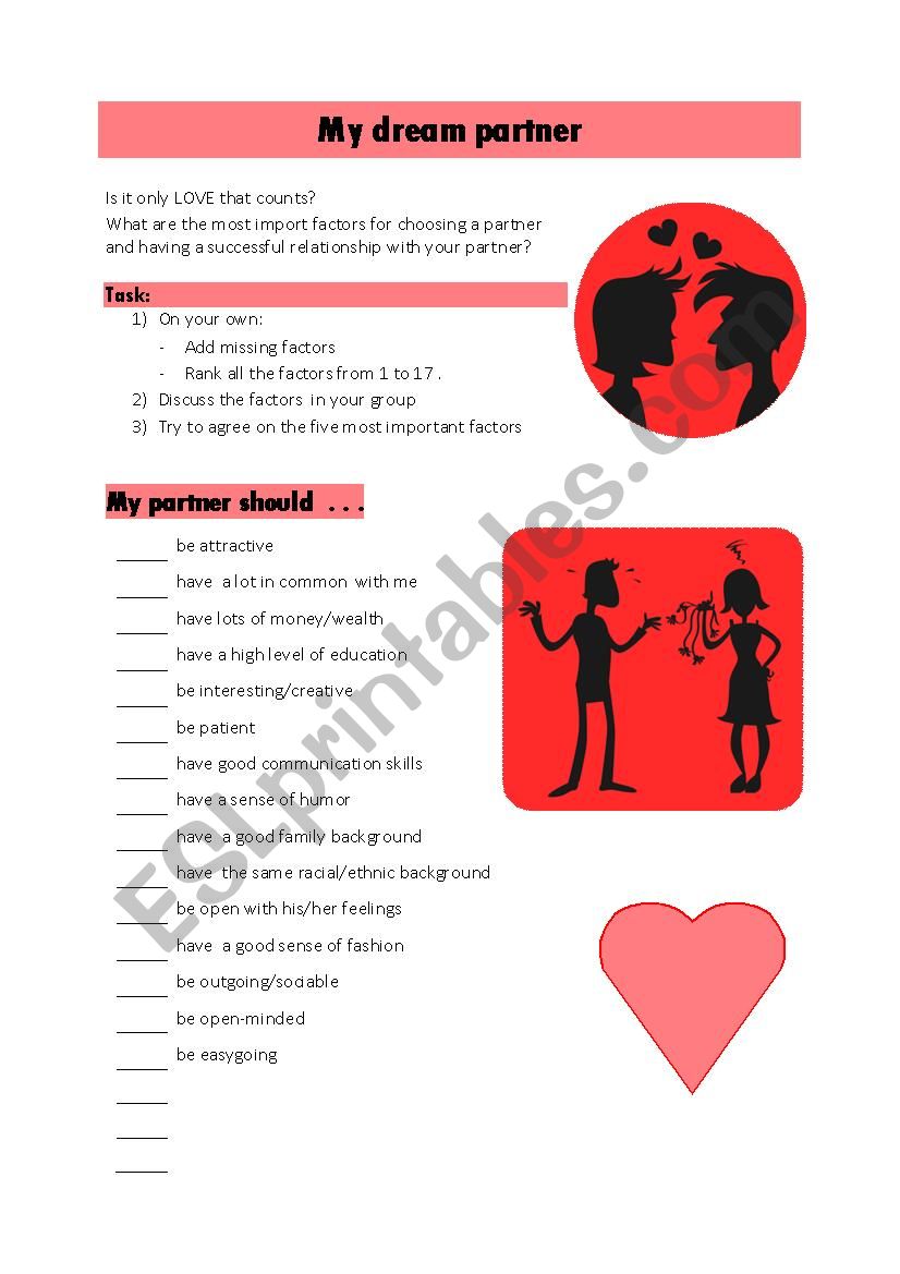 my dream partner worksheet