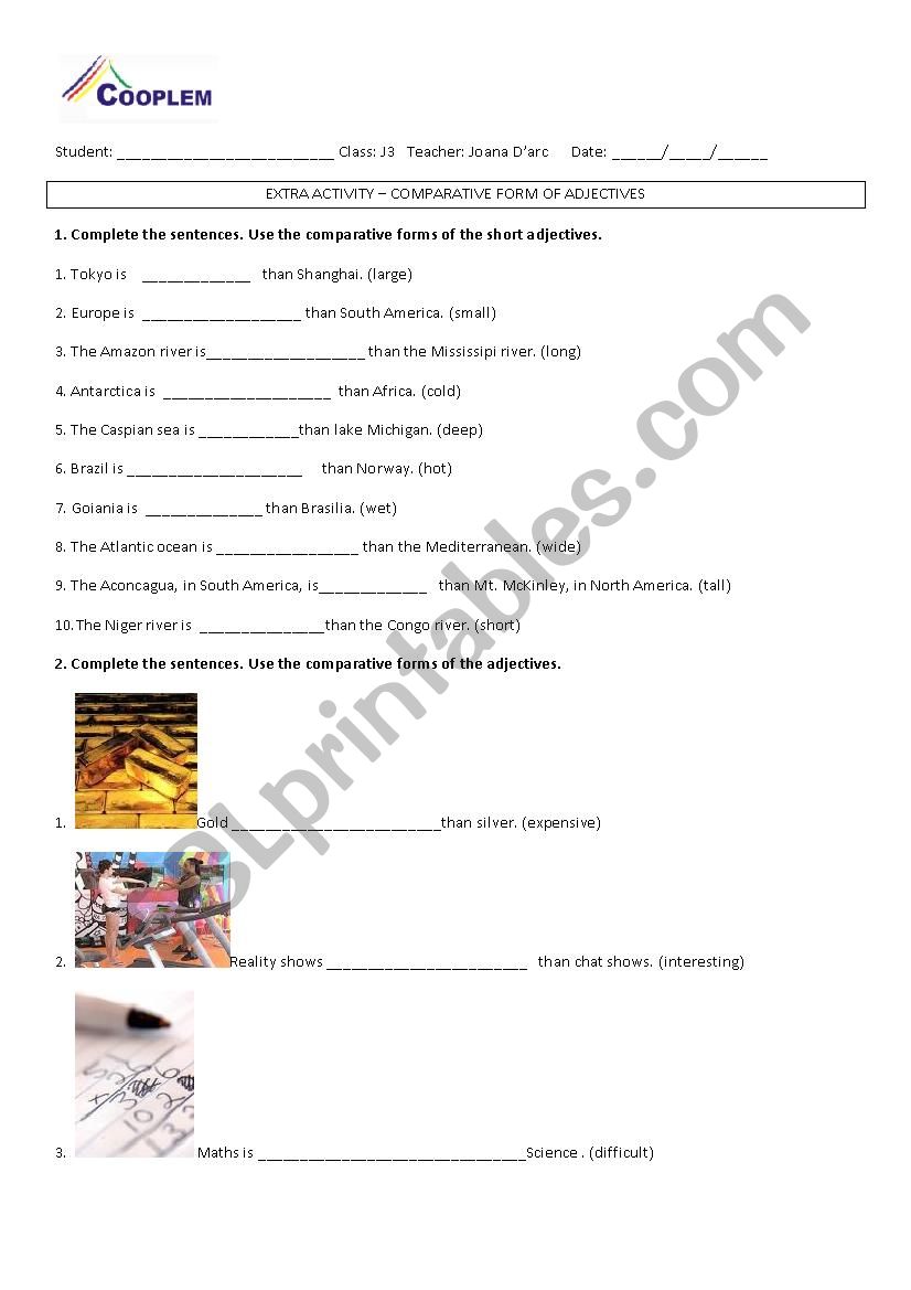 comparative worksheet