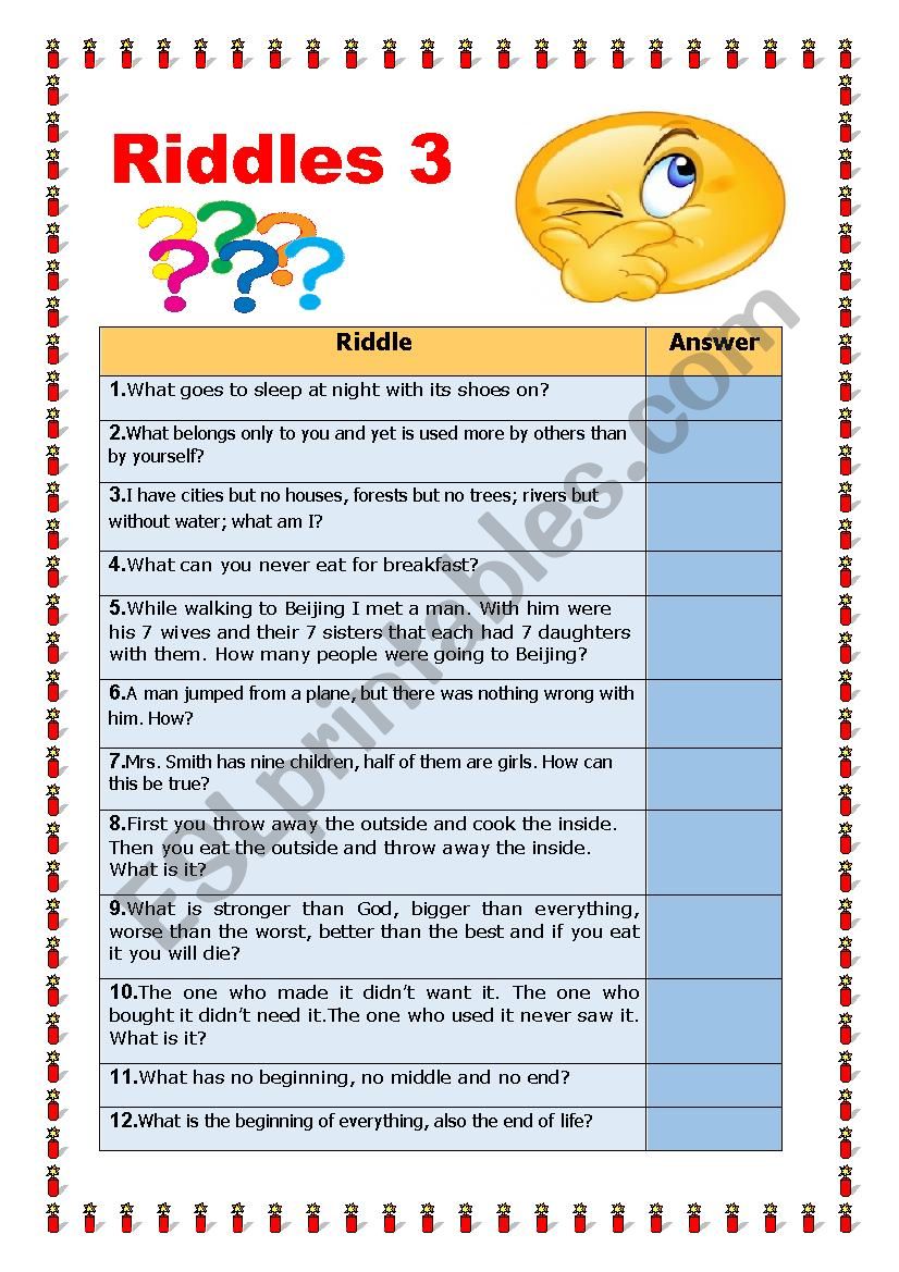 Riddles 3 worksheet