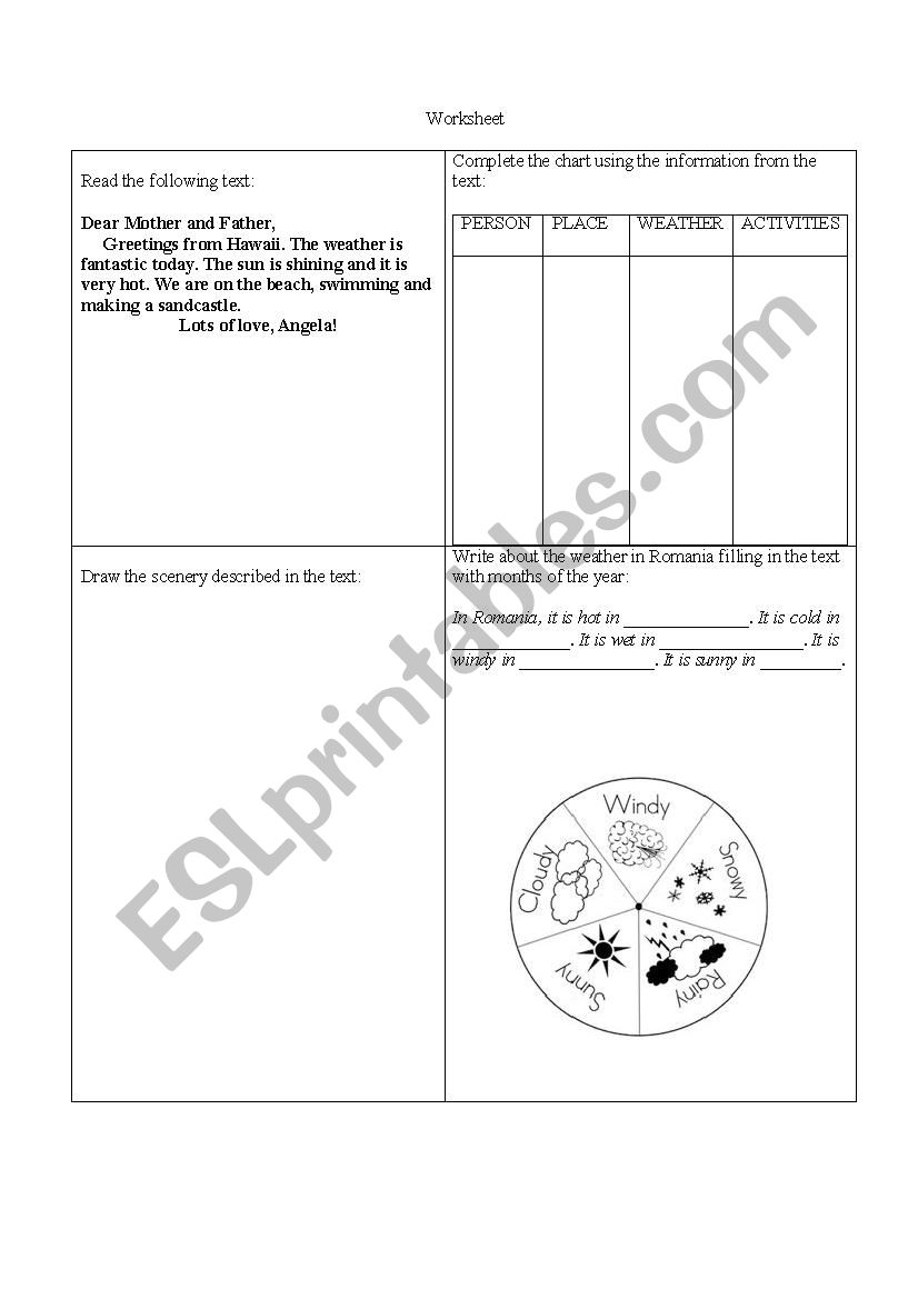 Weather and seasons worksheet