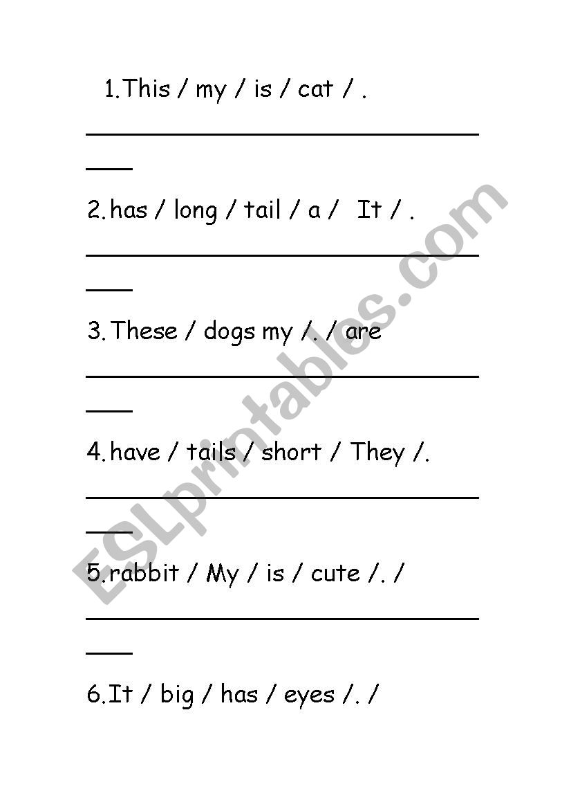 Correct order worksheet