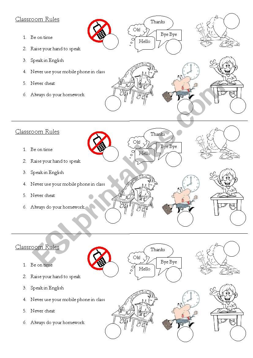 Classroom Rules worksheet