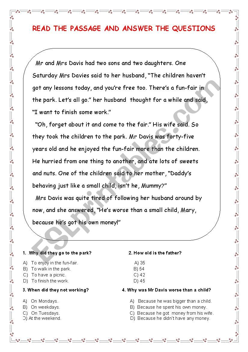 READING worksheet