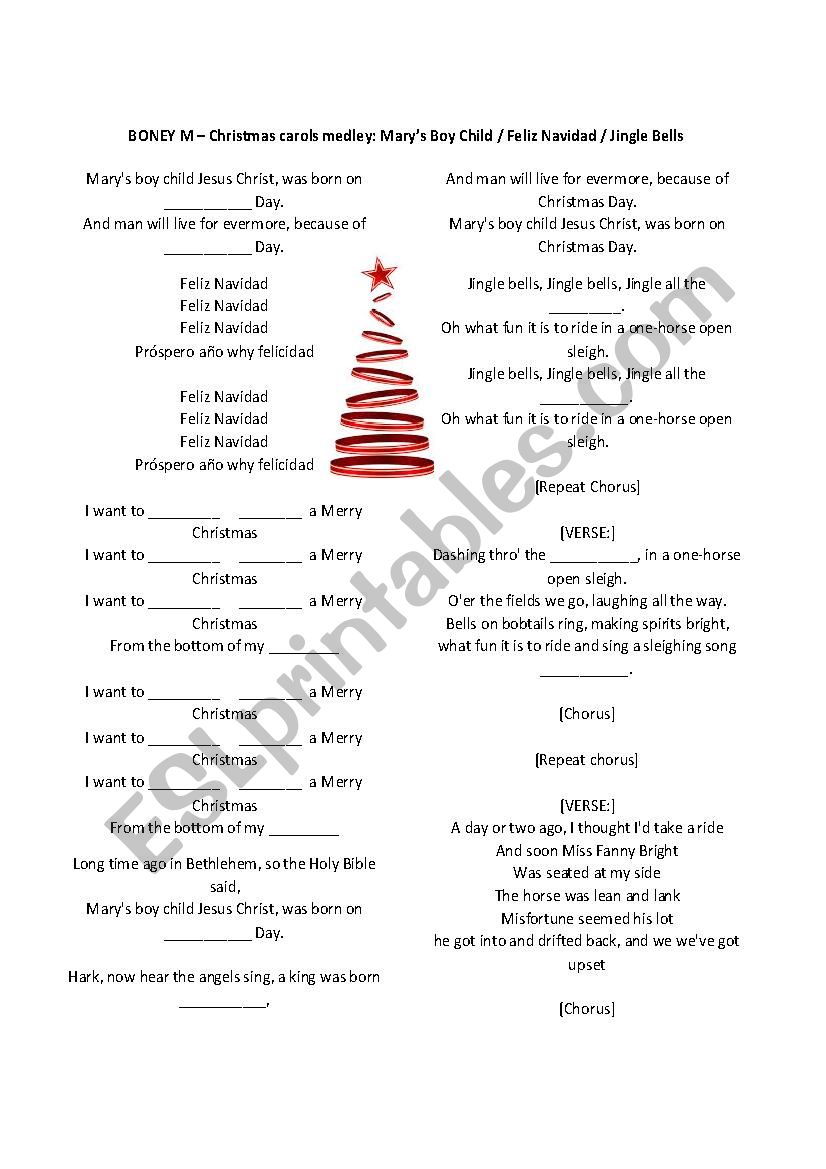 Boney M - Carols worksheet