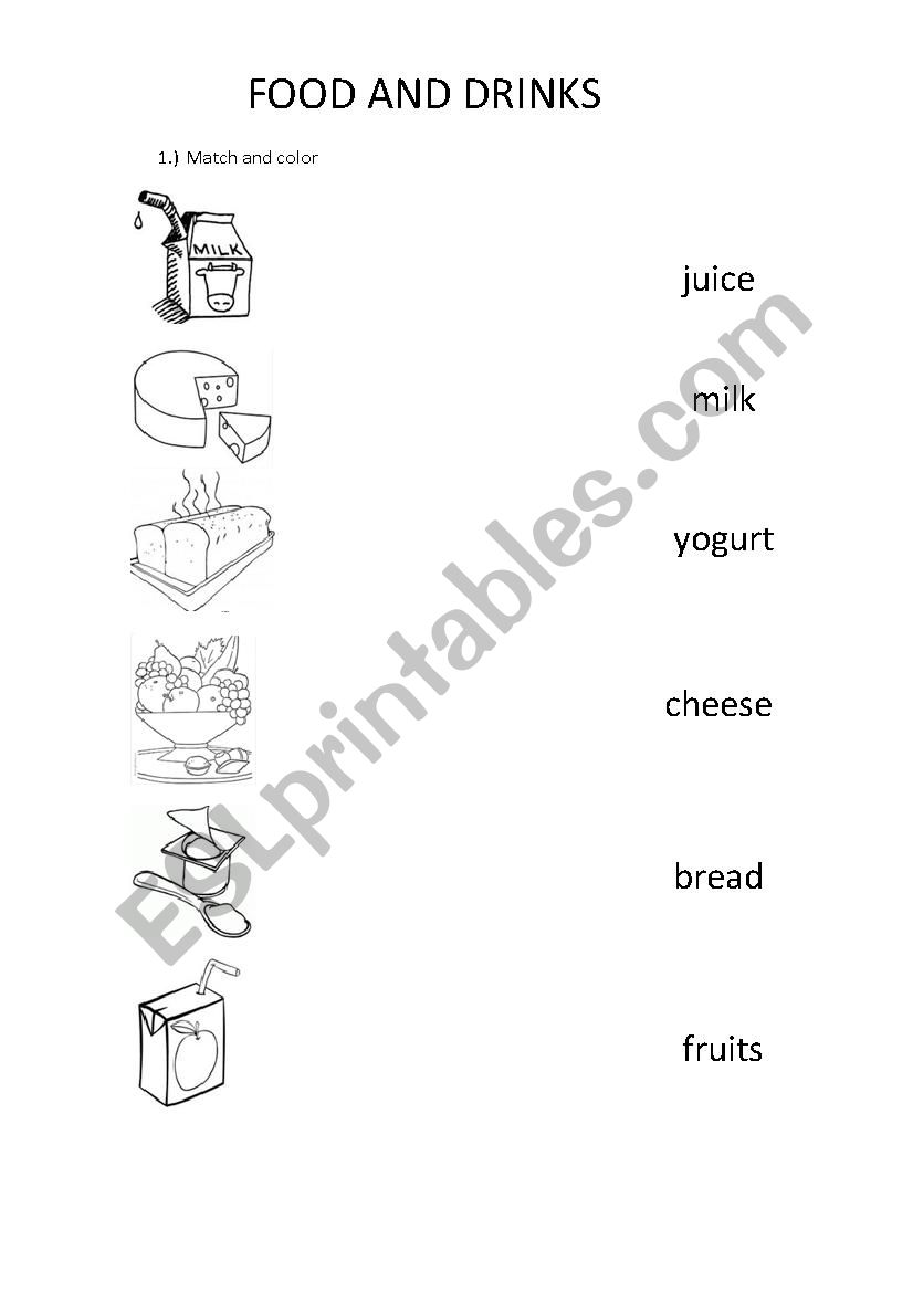 FOOD AND DRINKS worksheet