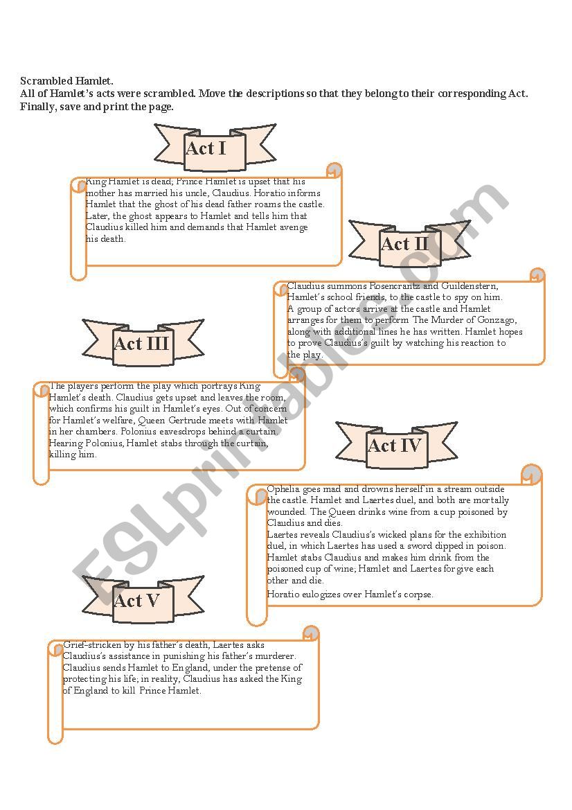 Scrambled Hamlet worksheet