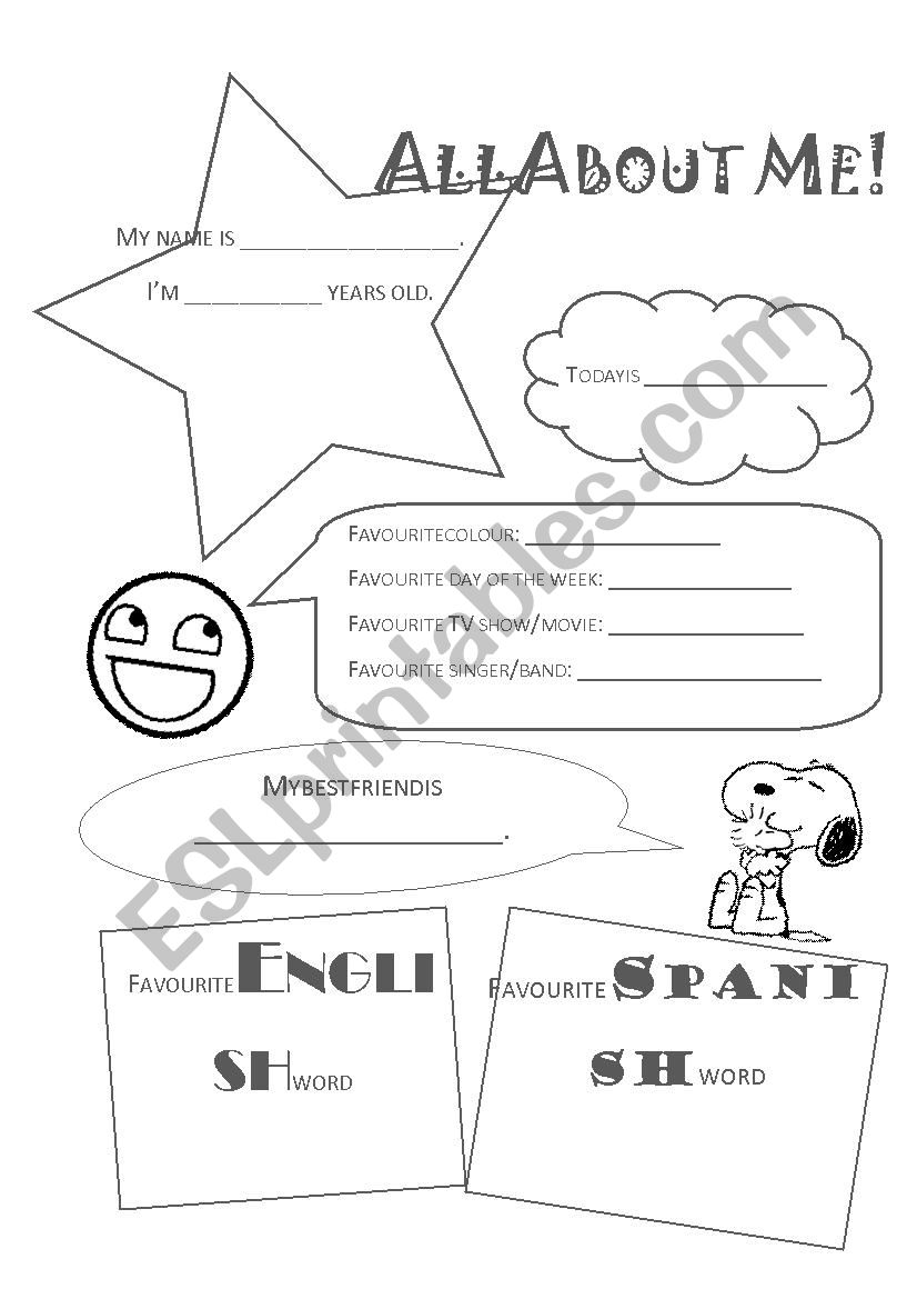 All About Me! worksheet