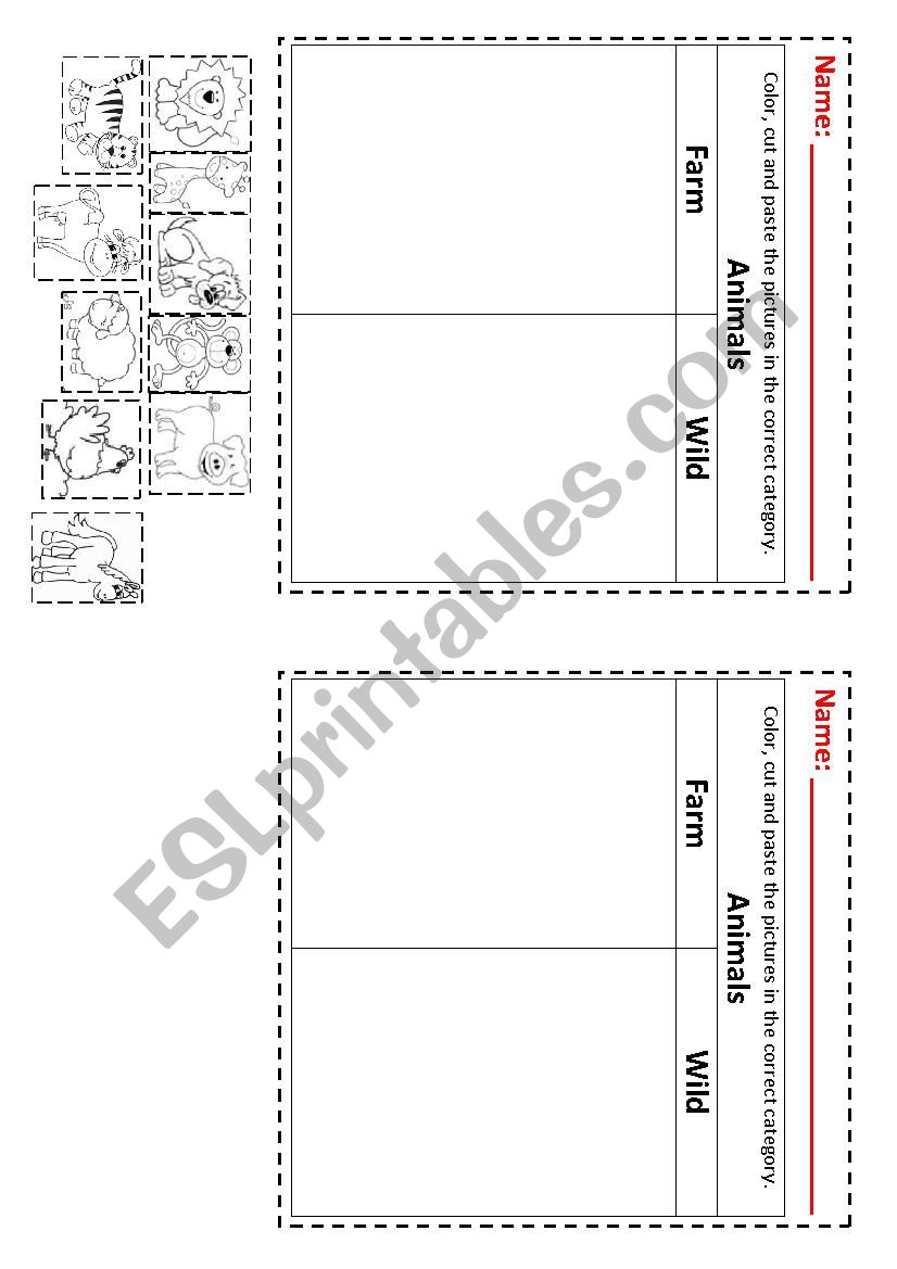 wild and farm animals worksheet