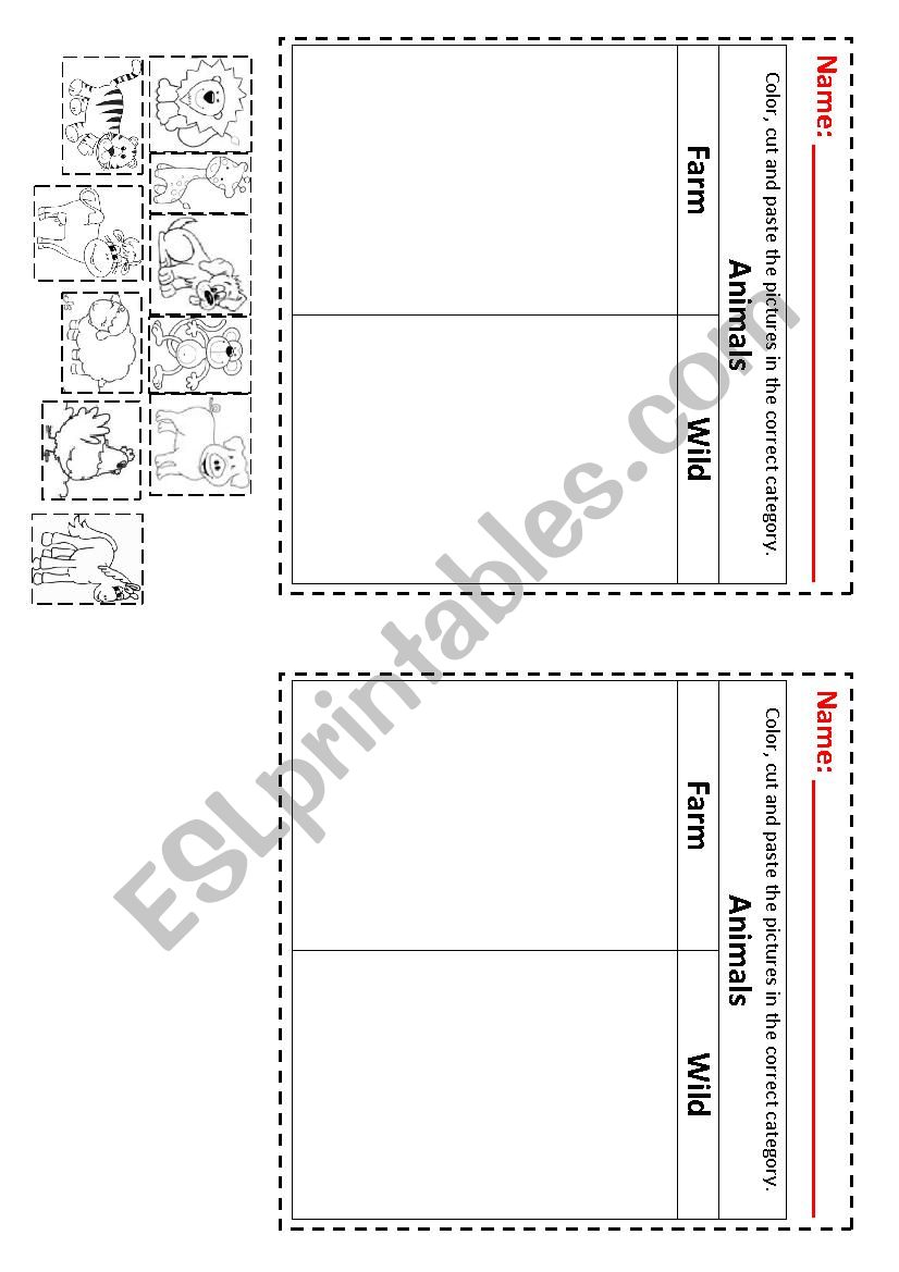 wild and farm animals worksheet