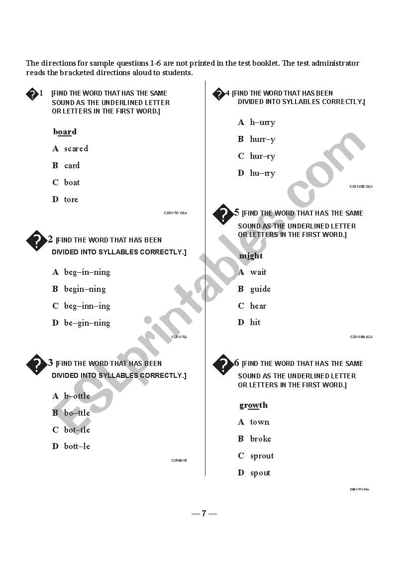 reading exercise worksheet