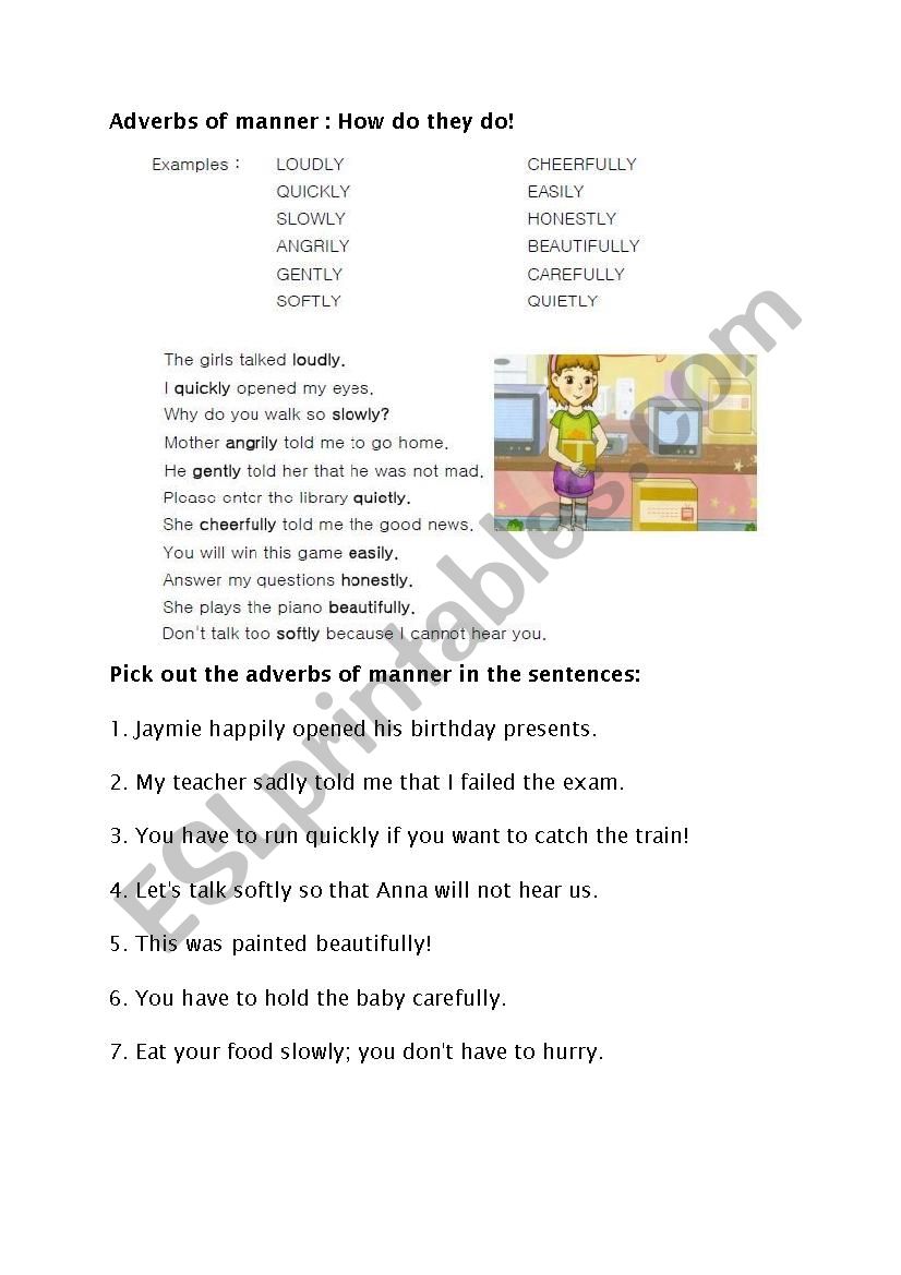 Adverbs of manner worksheet