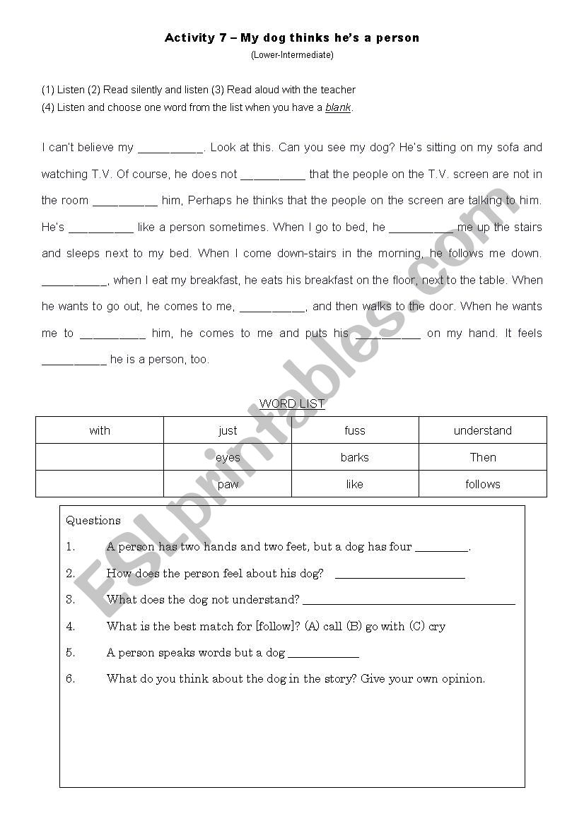 Listening and reading comprehension with gapfill - Intermediate and Advanced - 7 activities