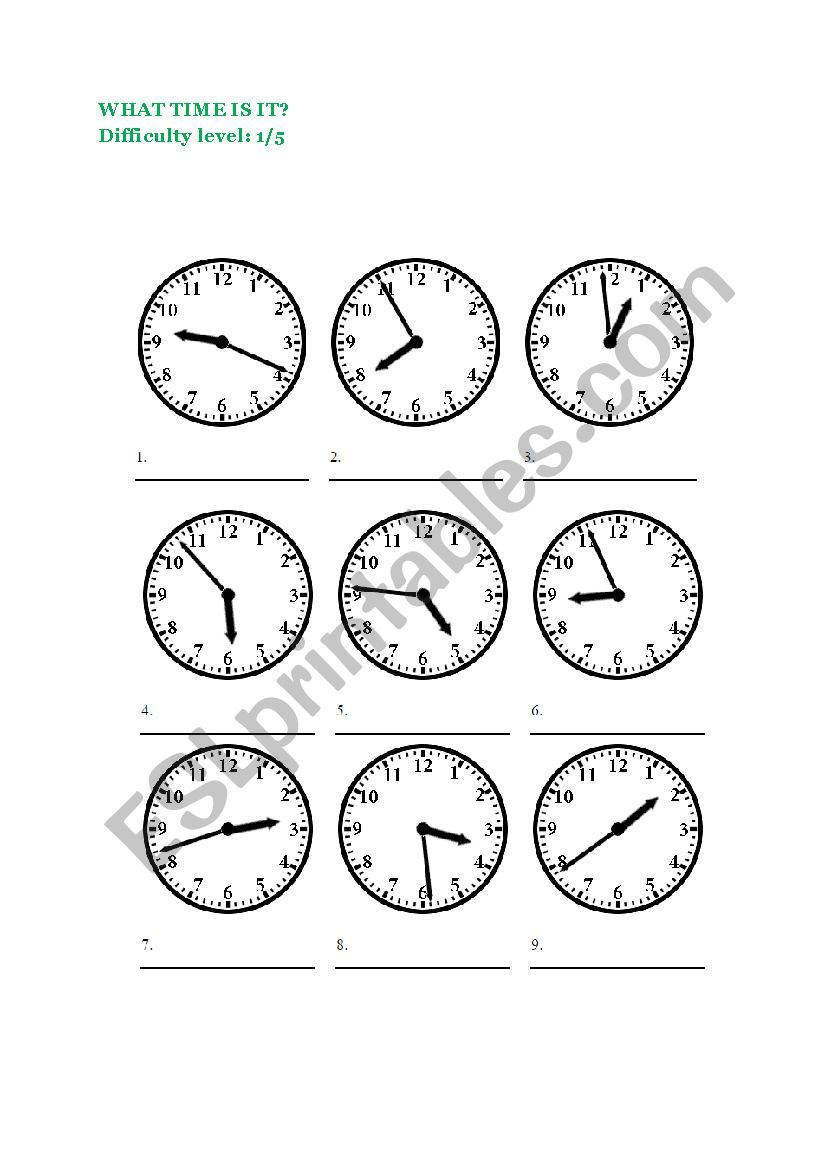 What time is it? worksheet