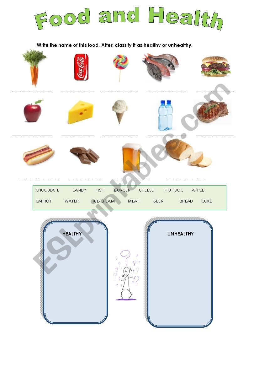 healthy and unhealthy food worksheet