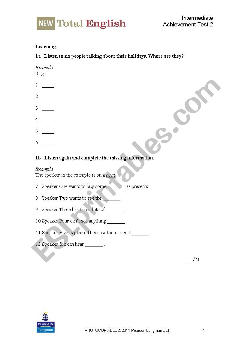 test worksheet