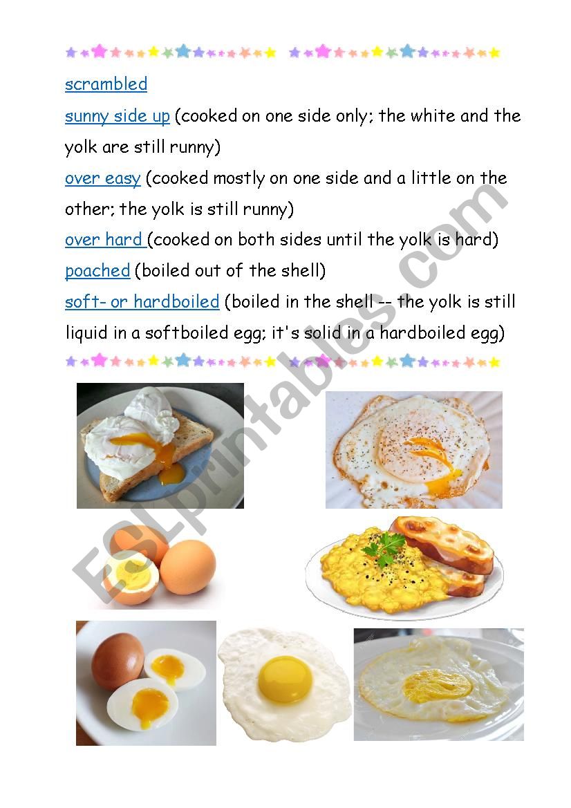 Different kind of eggs worksheet