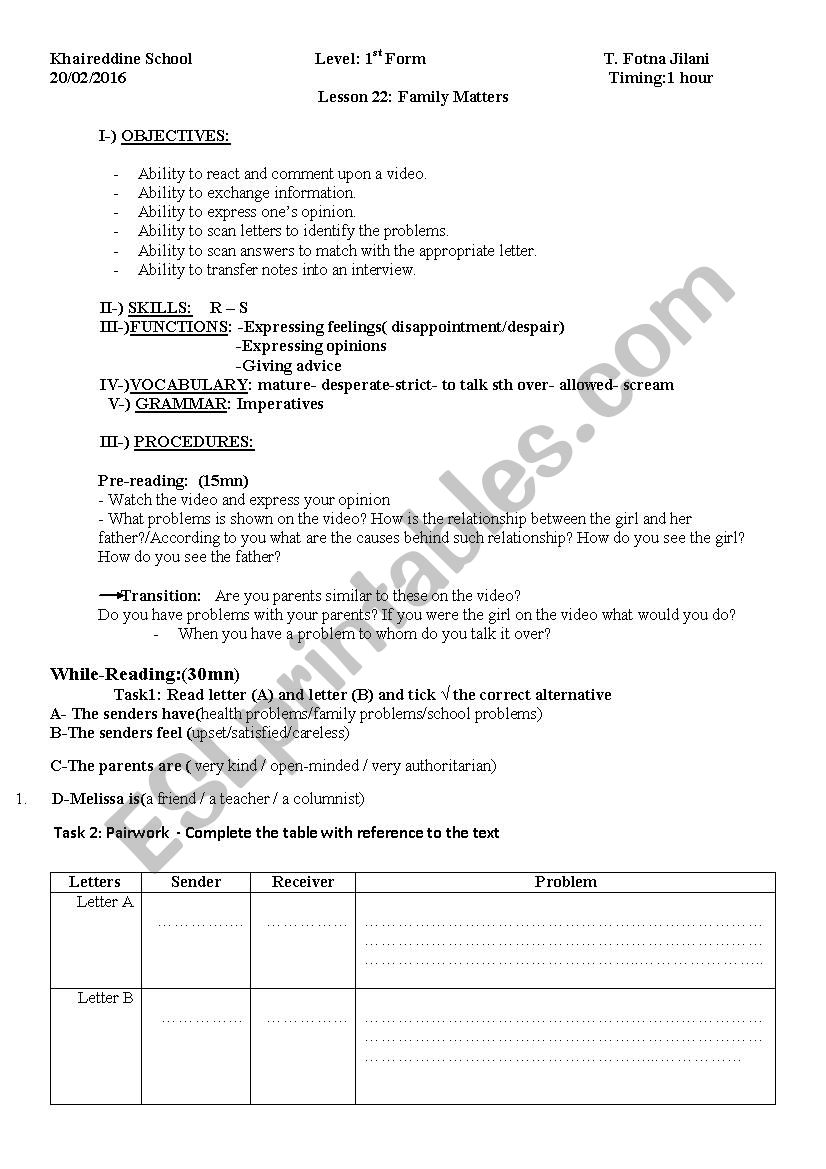 lesson plan worksheet