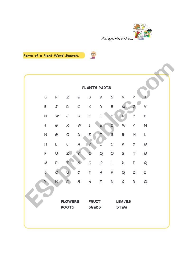 Parts of the Plant + cut out worksheet