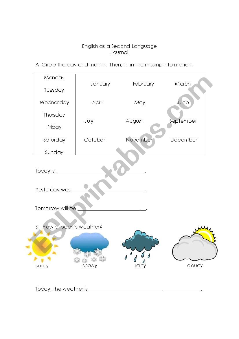 Morning Meeting worksheet