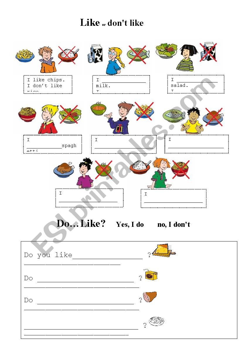 Like or DonÂ´t Like worksheet