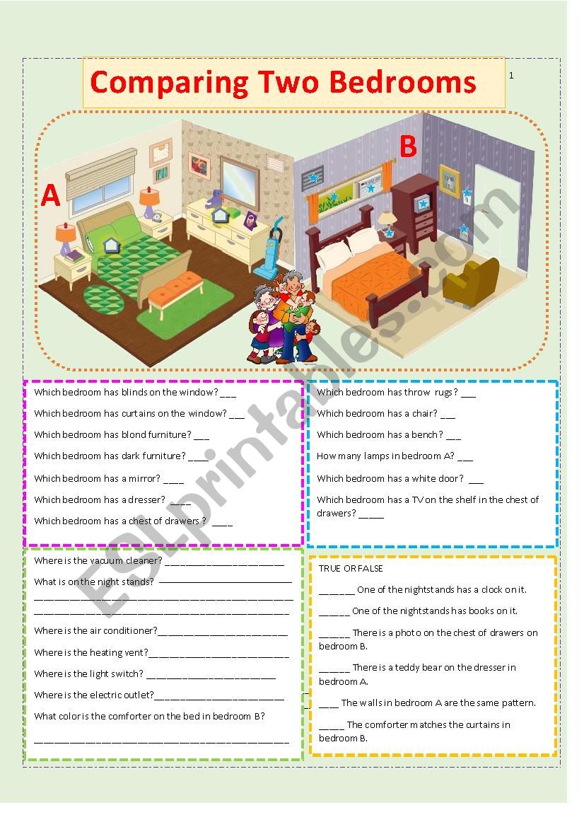 Comparing Two Bedrooms Esl Worksheet By Redcamarocruiser