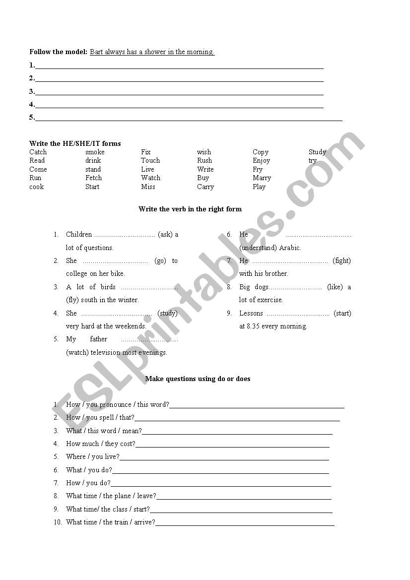 test worksheet