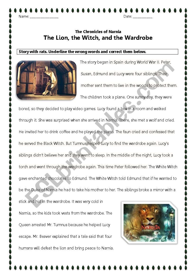 Narnia  worksheet