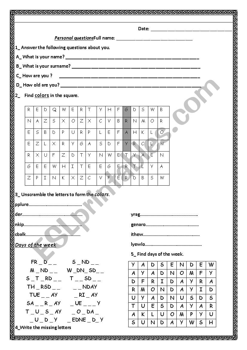 Review worksheet