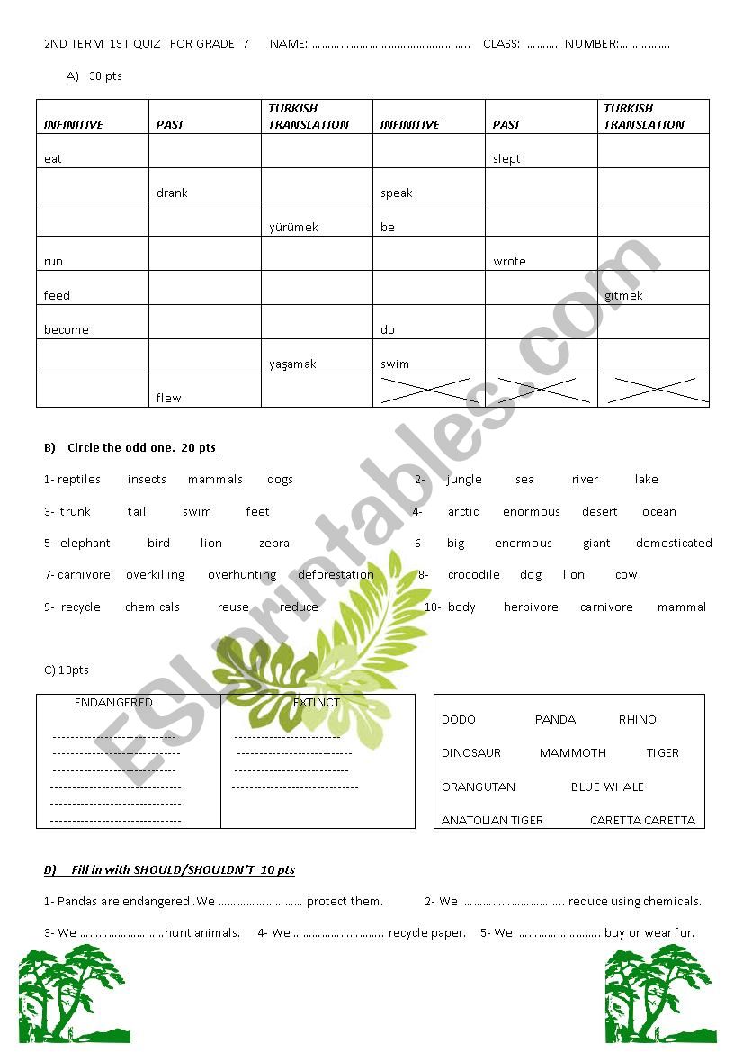 WILD ANIMALS worksheet