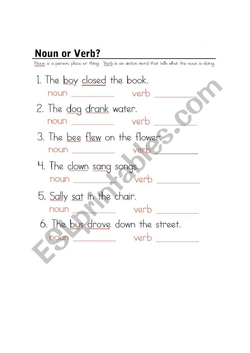 Noun Or Verb ESL Worksheet By Lacnnmn