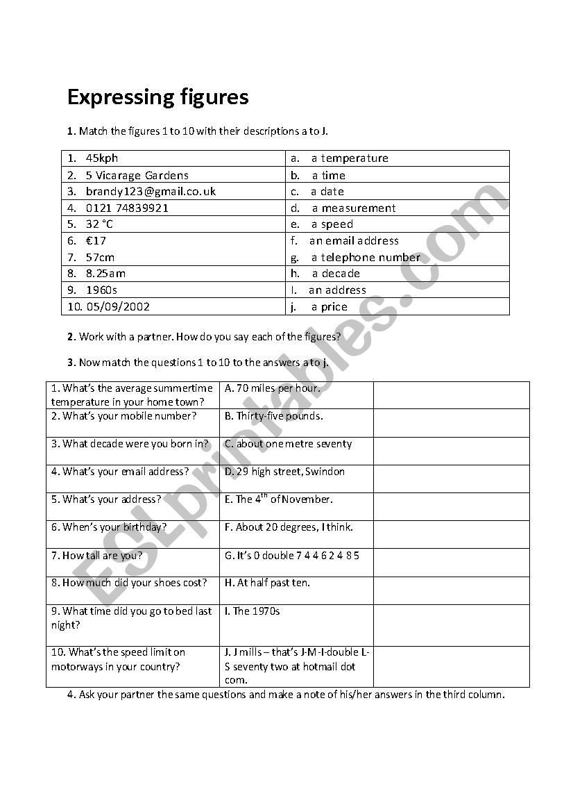 IELTS speaking and listening worksheet