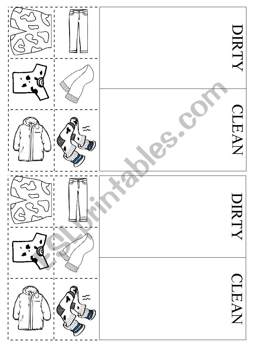 Opposites (Dirty and Clean) worksheet