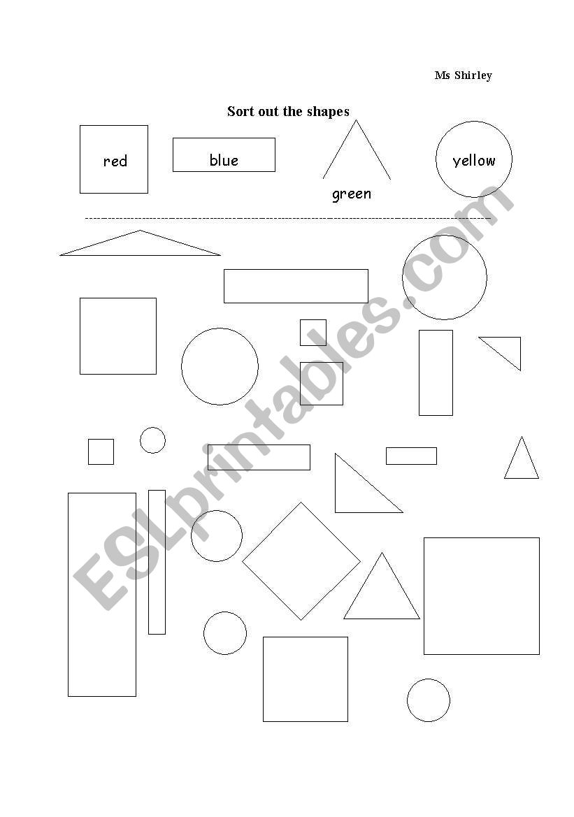 Sorting flat shapes worksheet