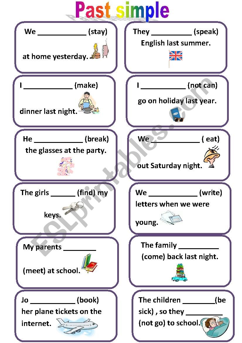 Past Simple- Speaking cards worksheet