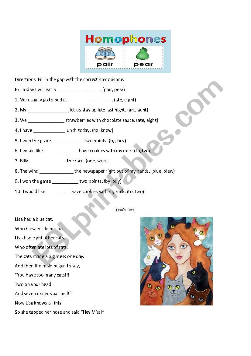 Homophones Review Quiz  worksheet