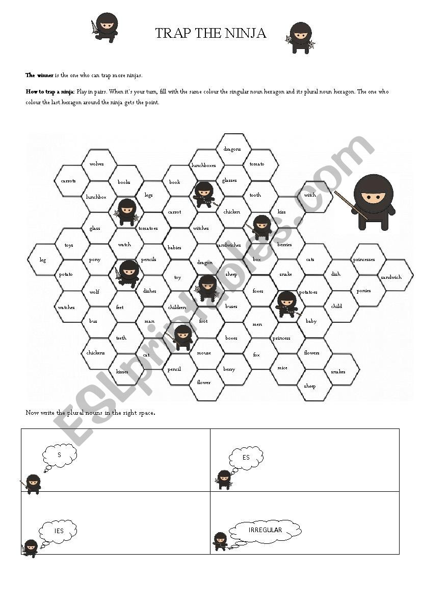 TRAP THE NINJA worksheet