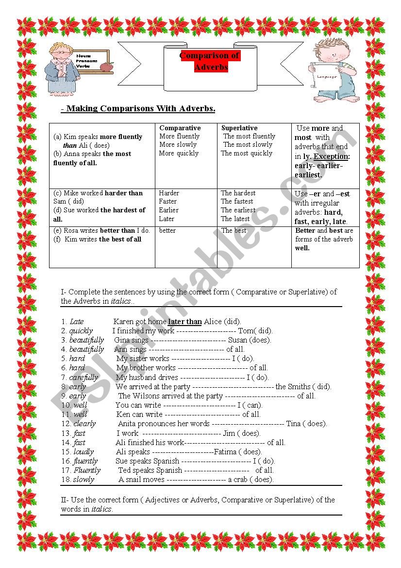 comparative & superlative adverbs ( definition & exercises)