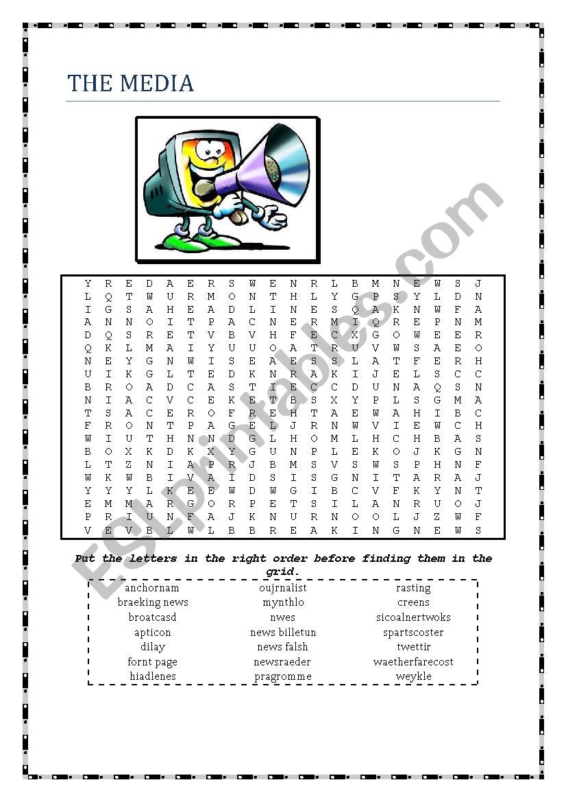  Media Wordsearch worksheet