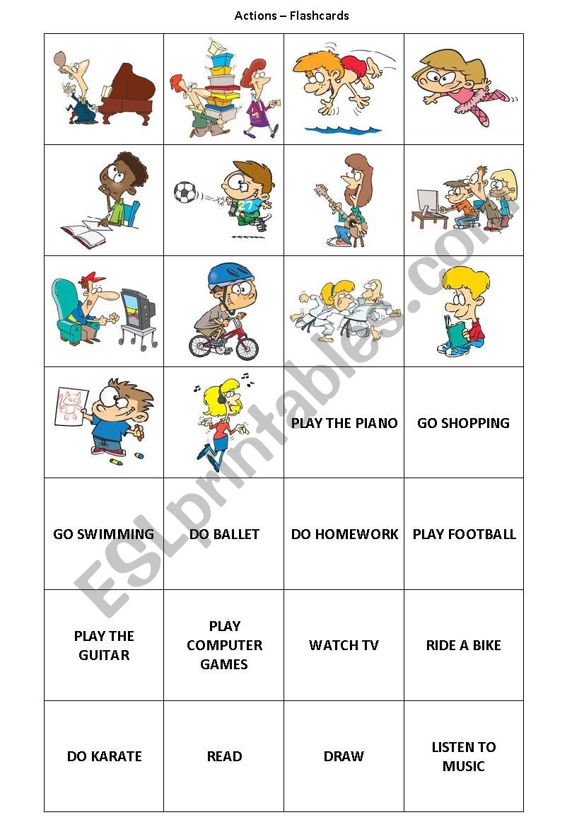 Actions/Activities Flashcards worksheet