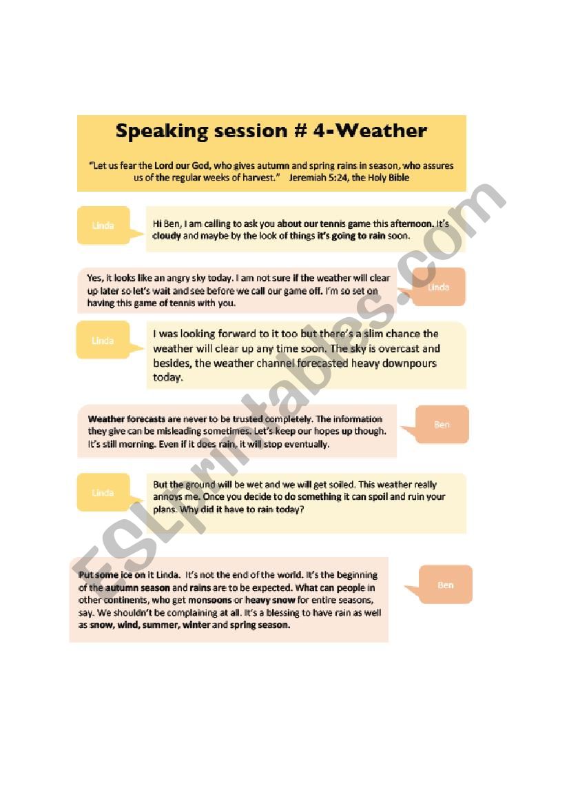 Speaking session # 4 - Weather