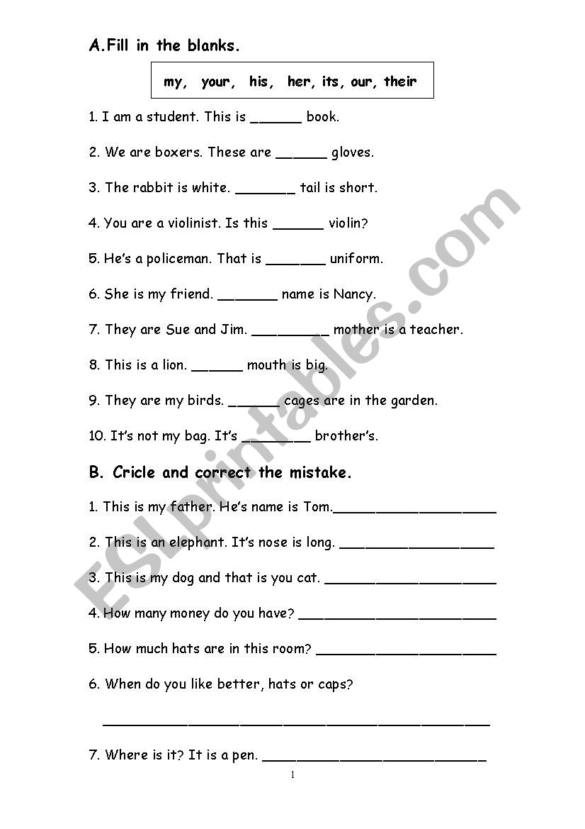 possessive-adjective-esl-worksheet-by-m-rojasv