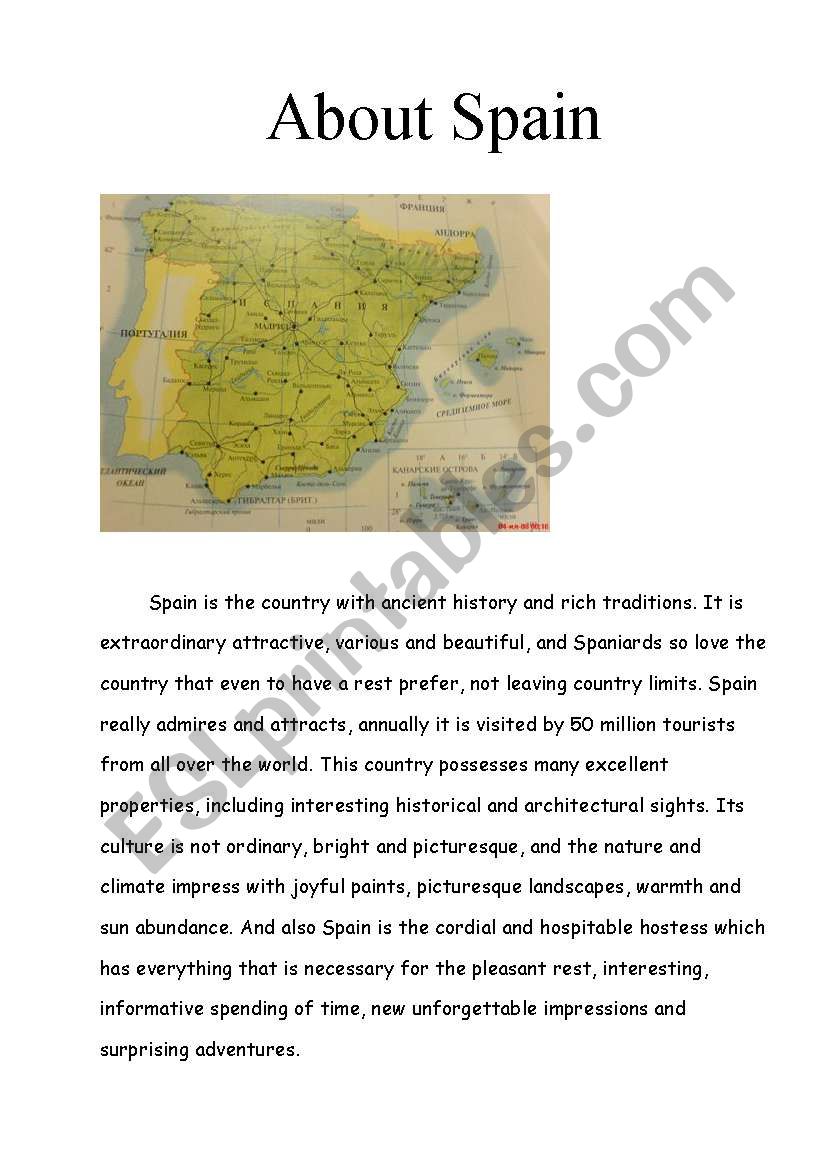 About Spain worksheet