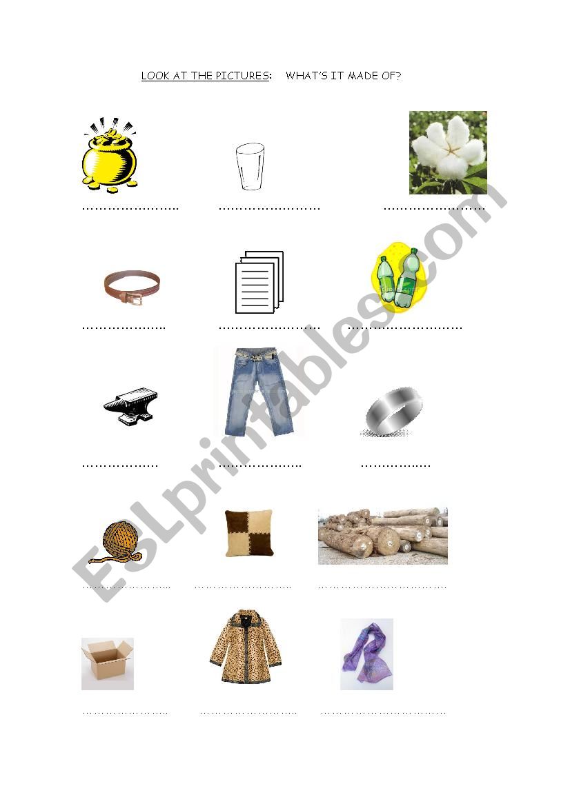 Materials worksheet