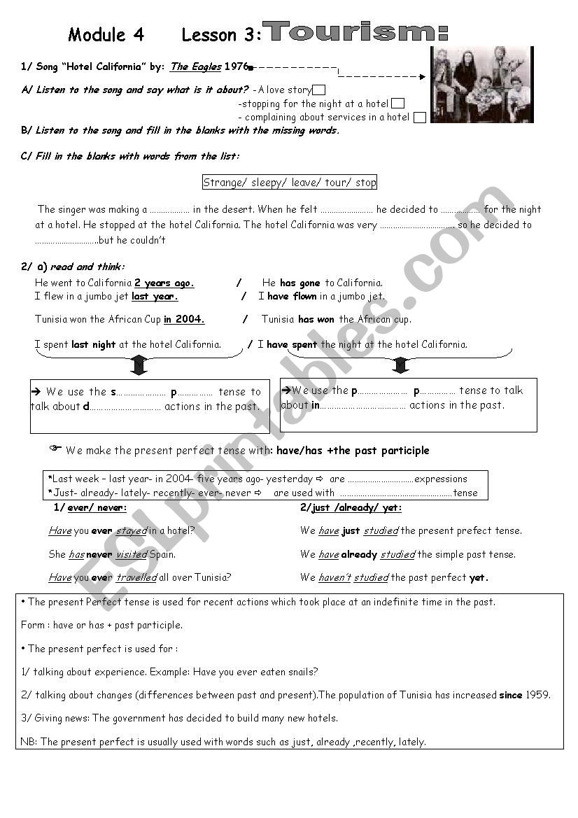 lesson 3 Tourism worksheet