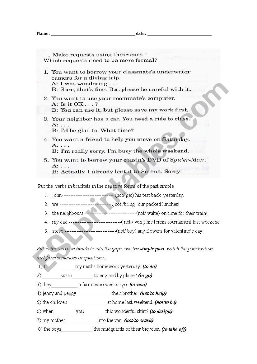 tests worksheet