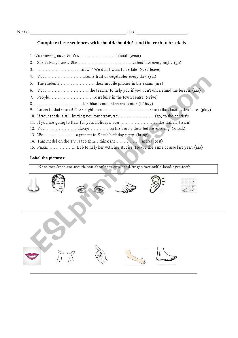 test worksheet