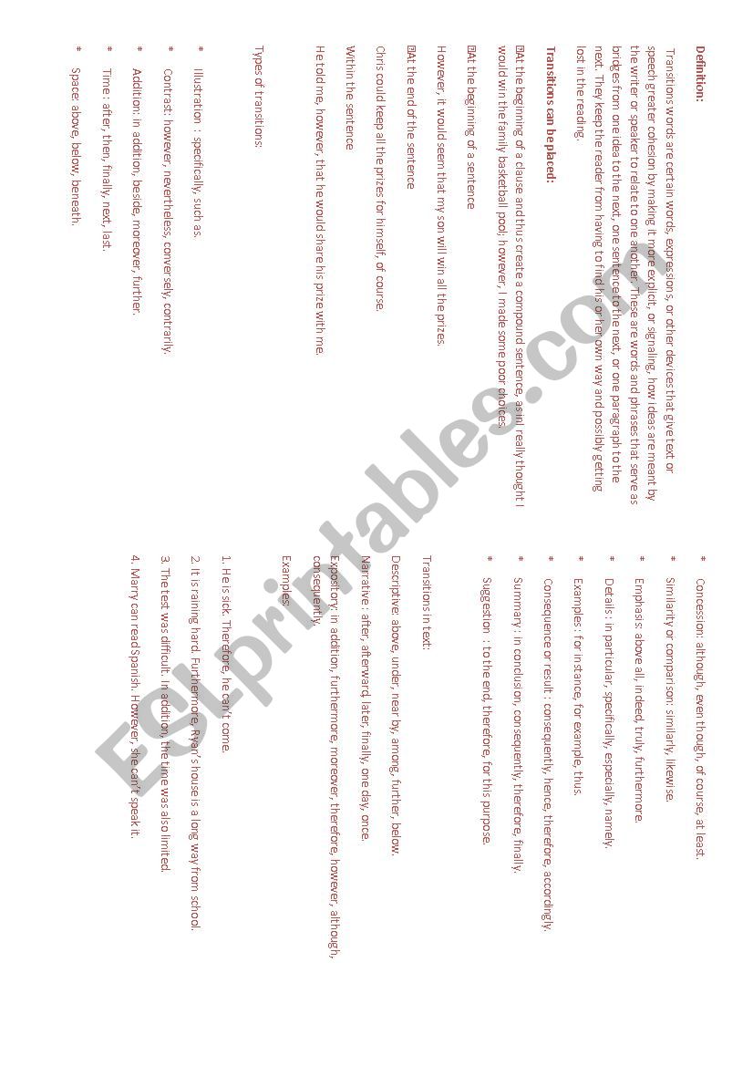 Definition - prepositions worksheet