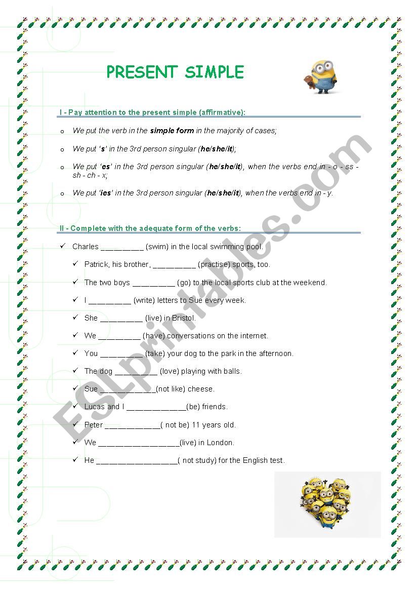 present simple exercises worksheet